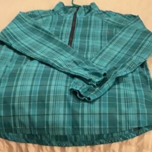 LLBean Teal Plaid Top size M